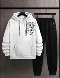 Side lion face High Quality Winter Fleece Tracksuit Export Quality Casual Printed Hoodie + Trouser Track Suit