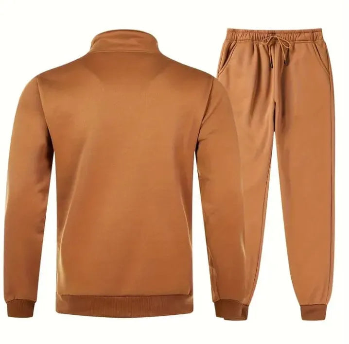 PREMIUM QUALITY SOLID MEN TRACKSUIT FOR MEN AND BOYS COPPER ZIPPER CREW NECK SHIRT WITH PREMIUM QUALITY TROUSER